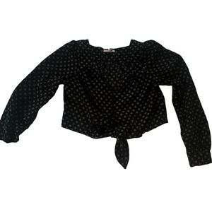 EUC Urban Outfitters long sleeve button tie front cropped blouse